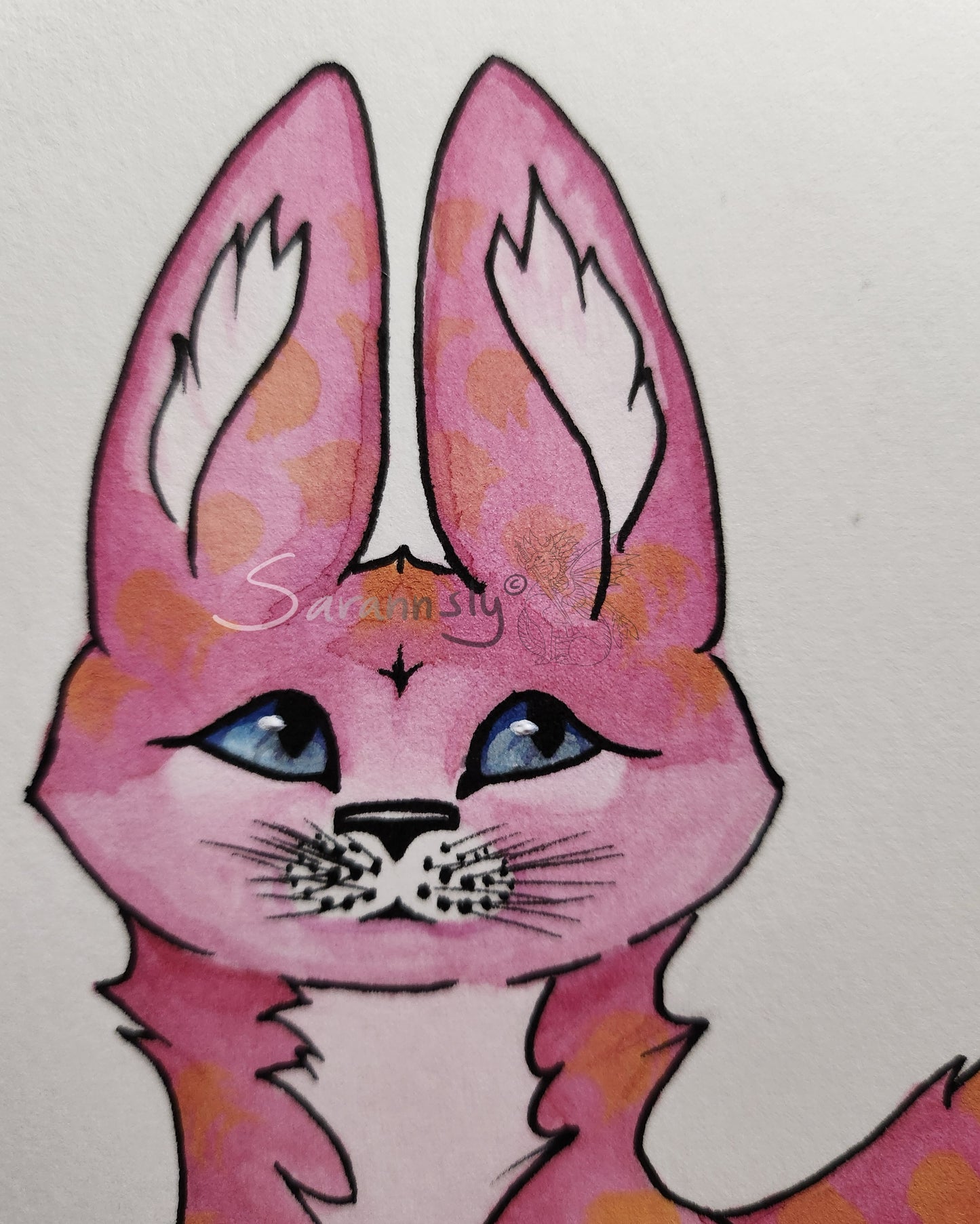 Pink cat original art