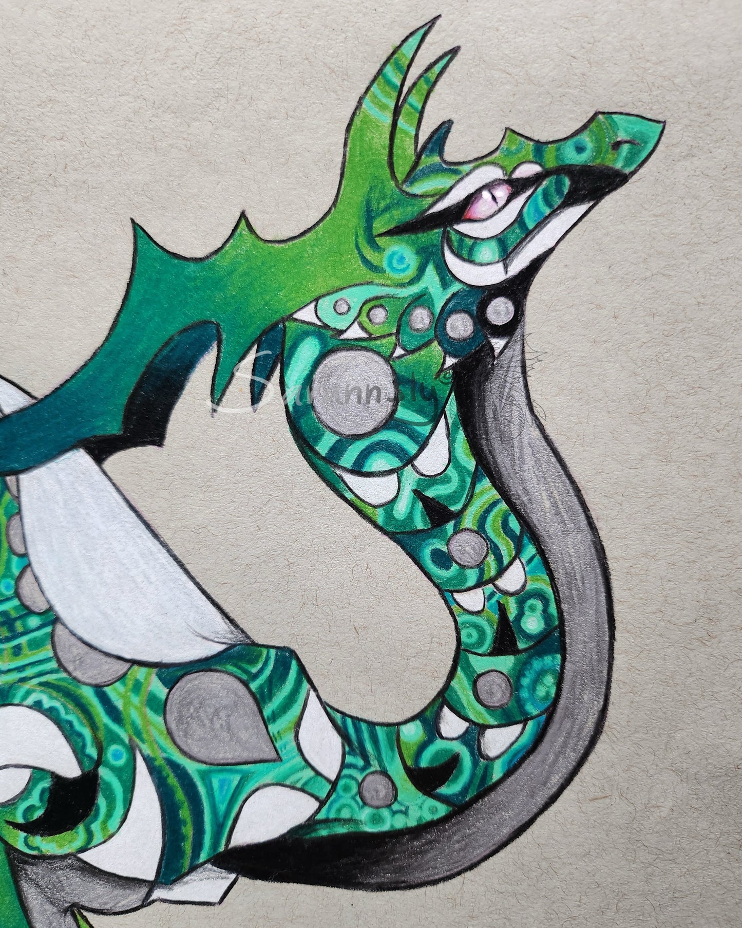 Malachite Drake original art