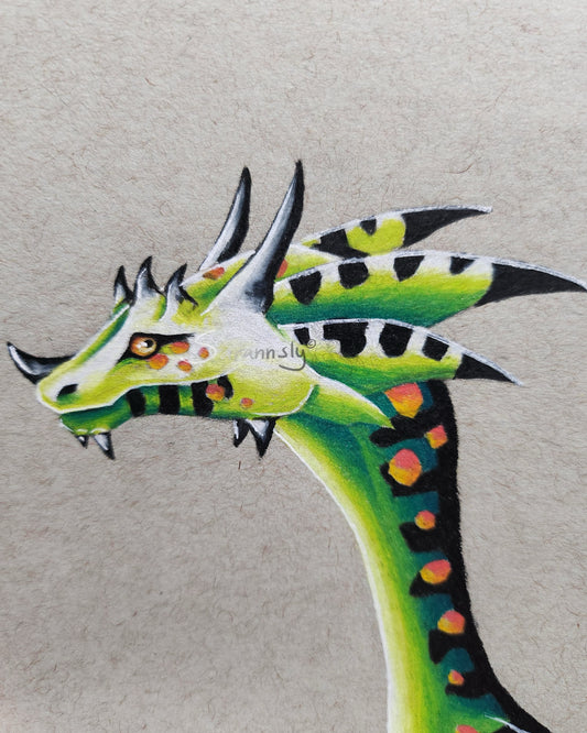 Green lizard creature original art