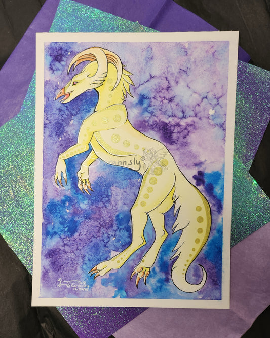 Yellow bird creature original art