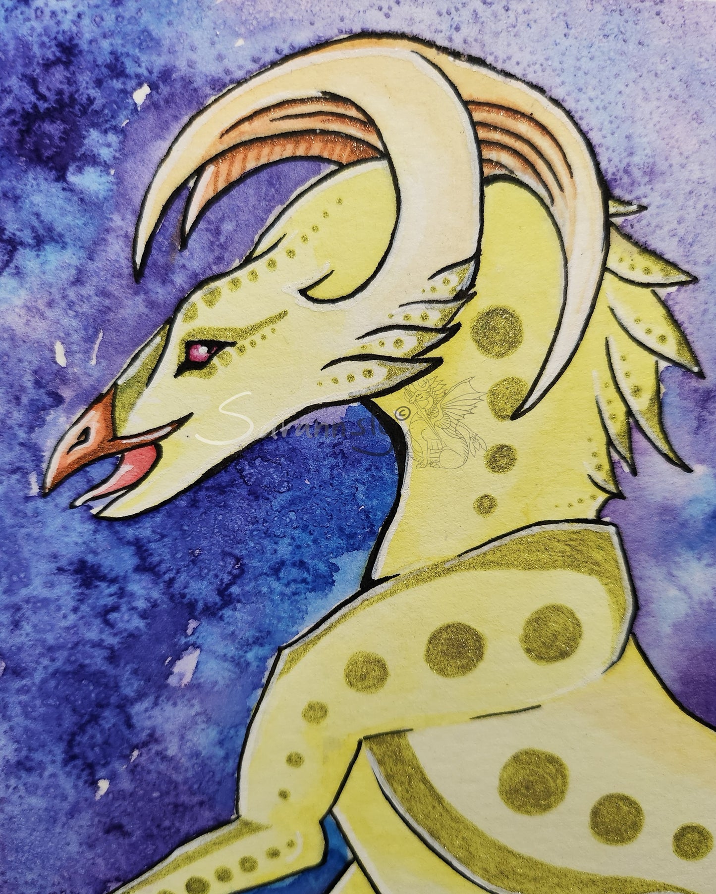Yellow bird creature original art