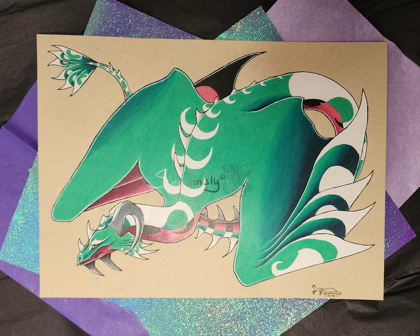 Watermelon dragon original art