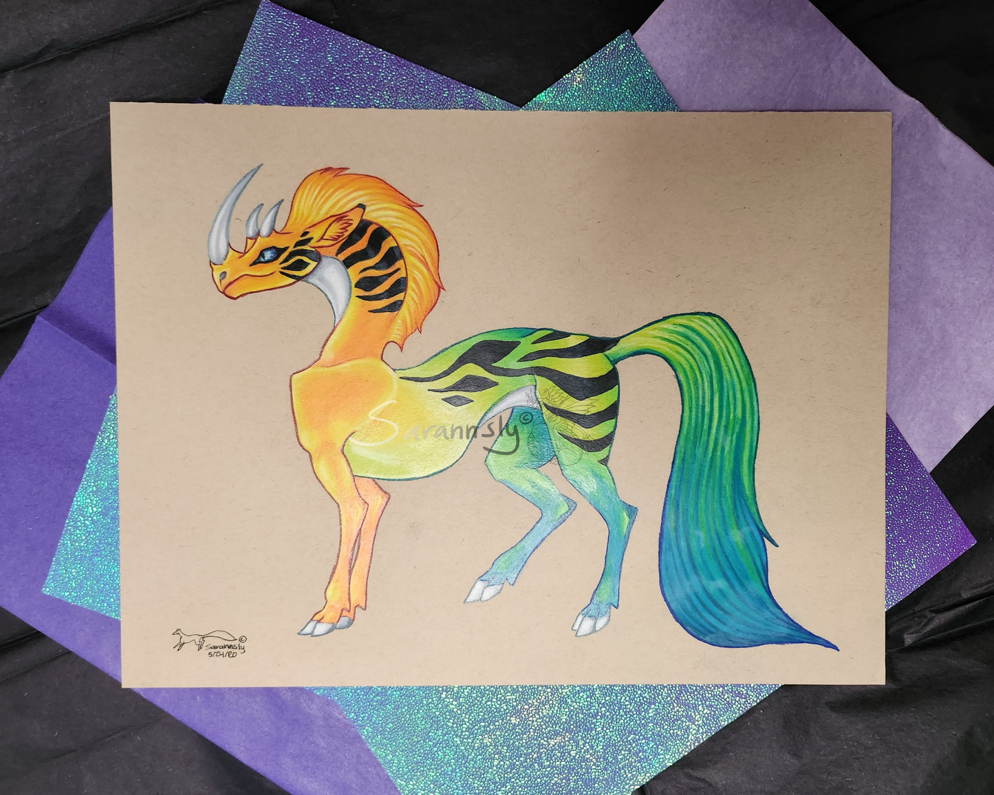 Rhino horse creature original art