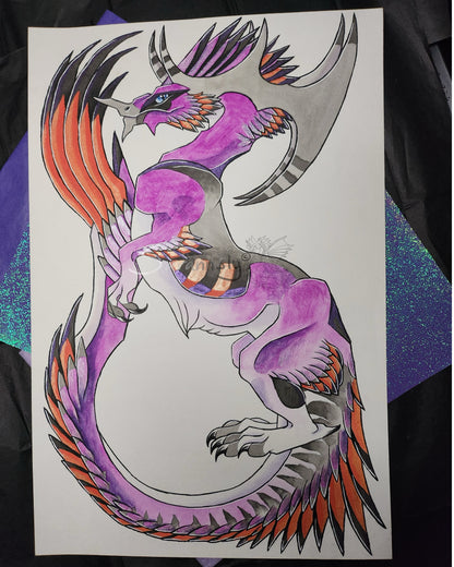 Orange and pink beast original art