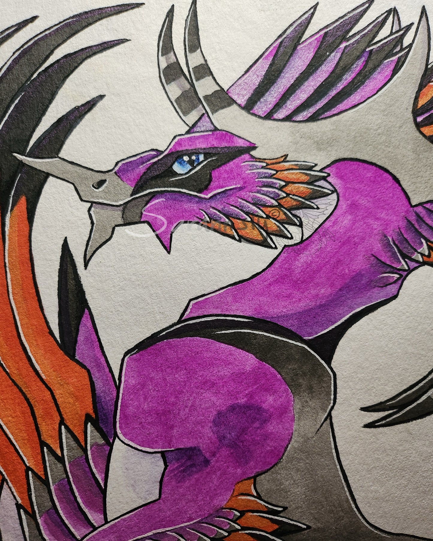 Orange and pink beast original art