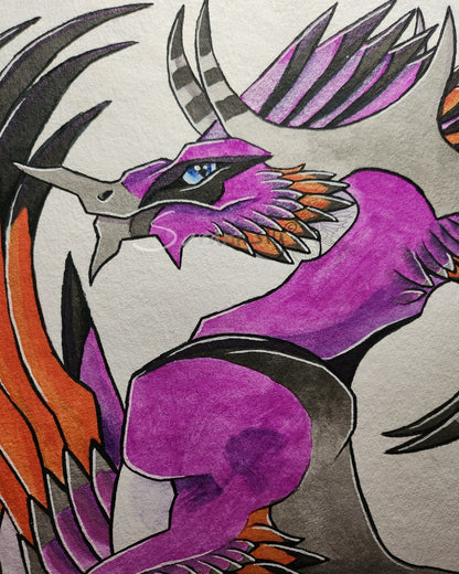 Orange and pink beast original art