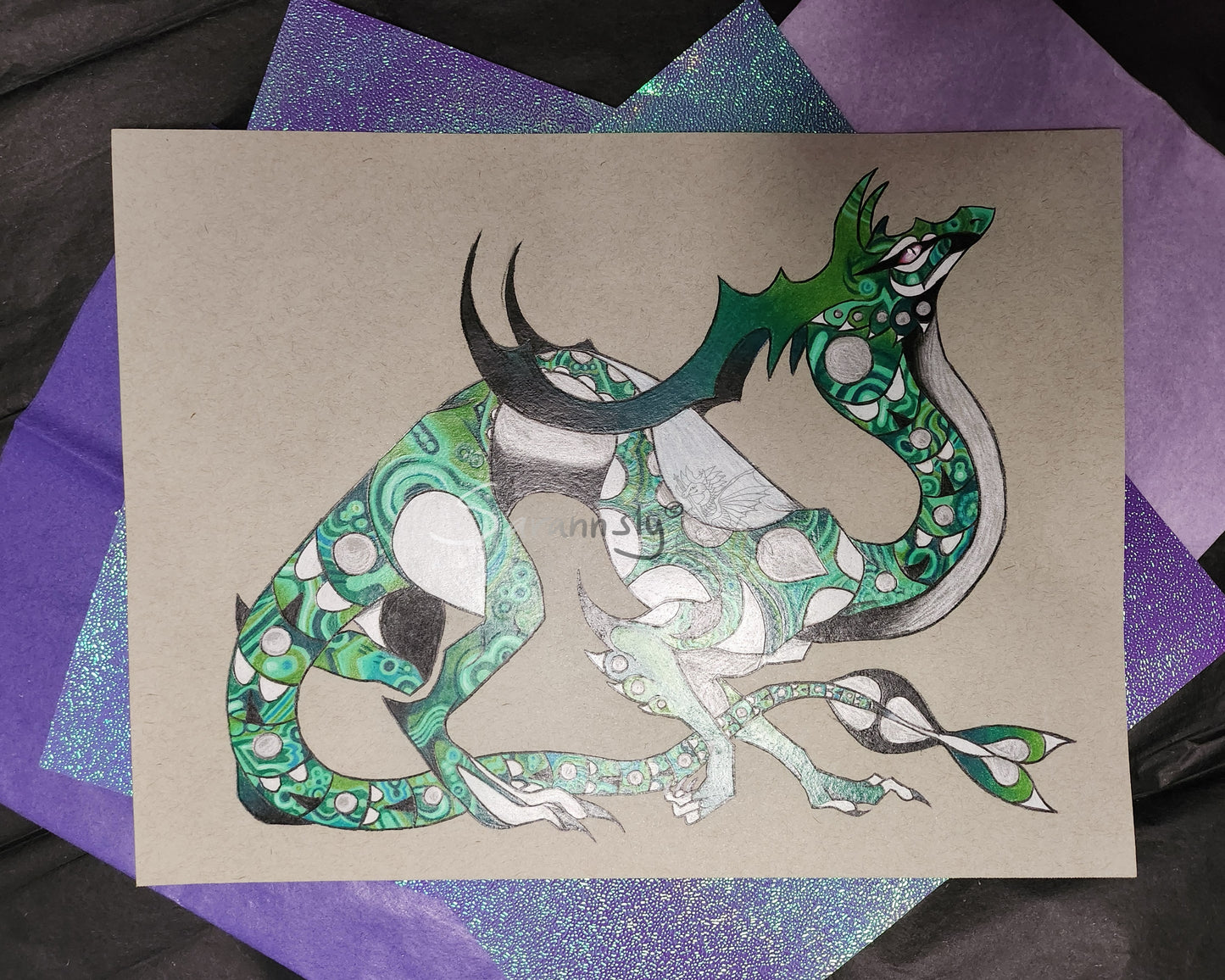 Malachite Drake original art