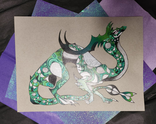 Malachite Drake original art