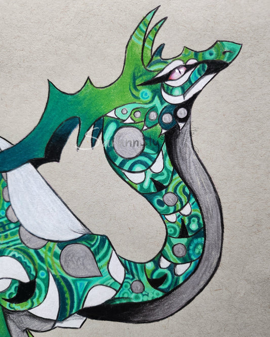 Malachite Drake original art