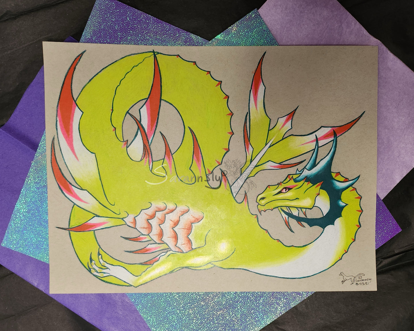 Green sea serpent original art