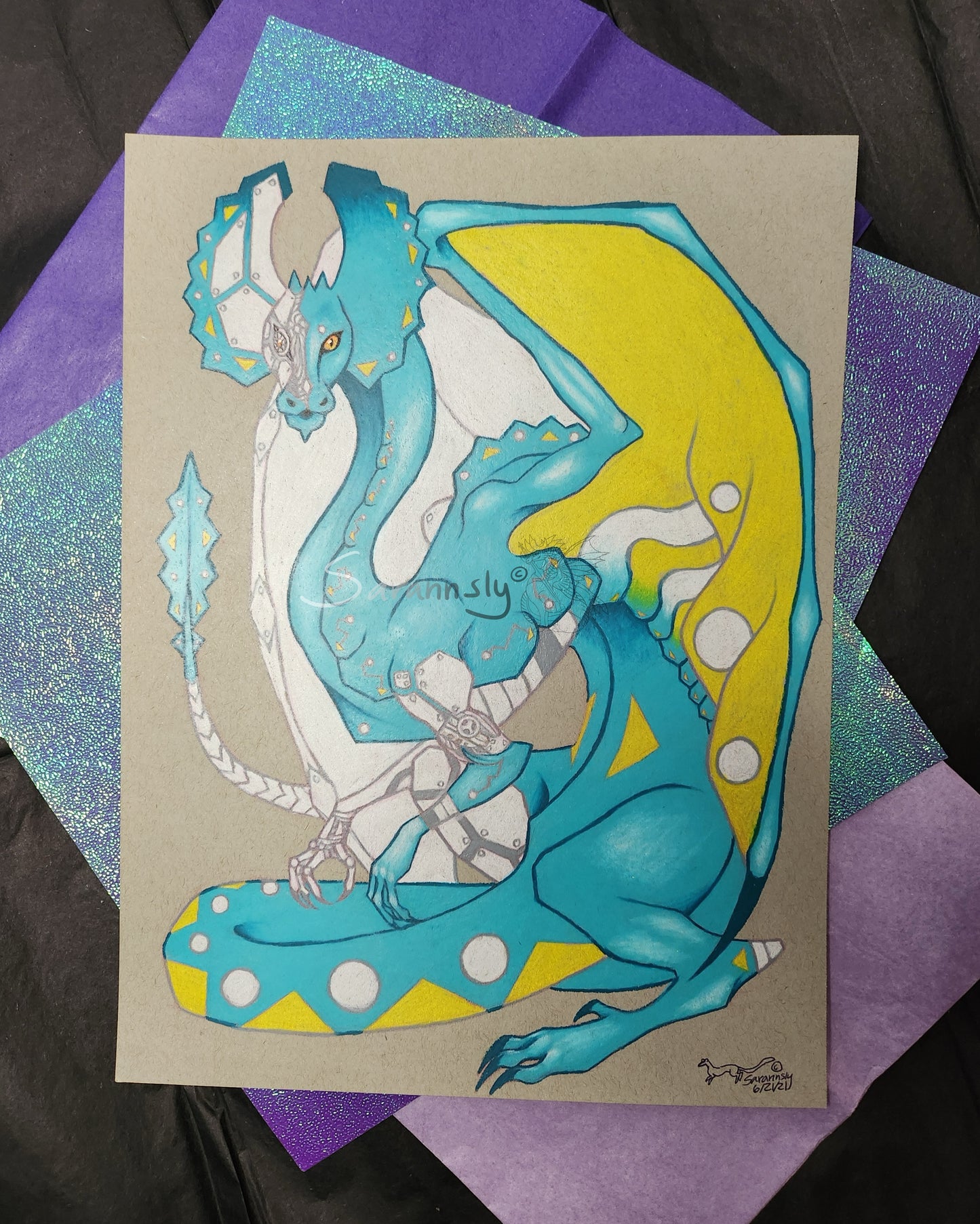 Cyborg Dragon original art