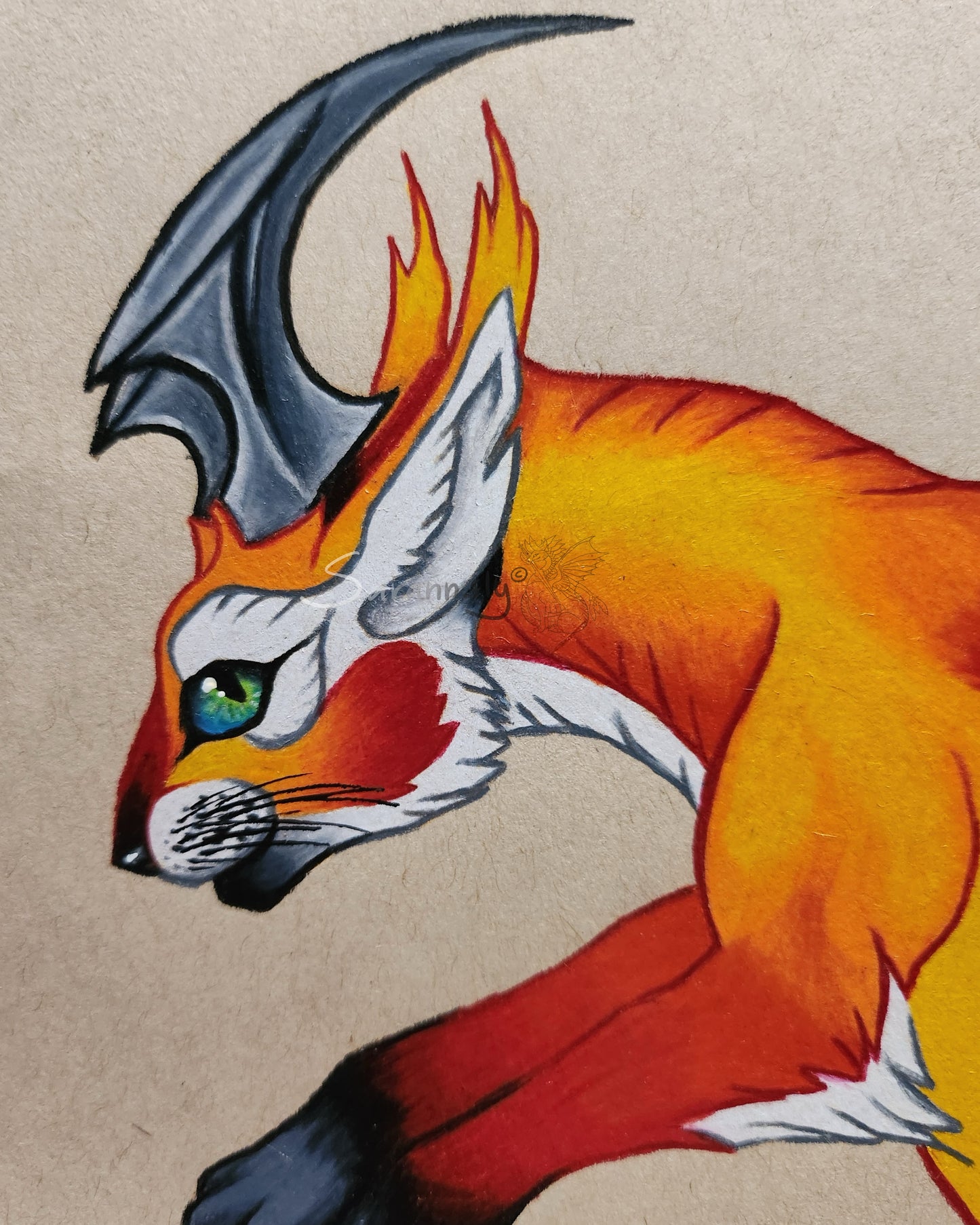 Cat Dragon original art