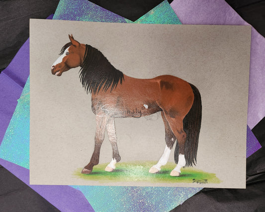 Brown horse original art